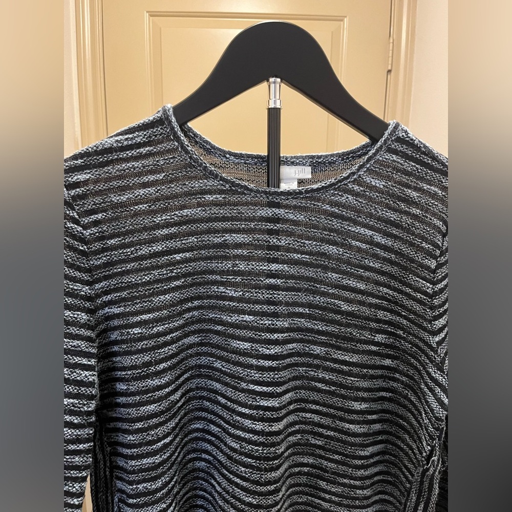 J. Jill Black and Gray Striped Knit Sweater - Picture 3 of 6